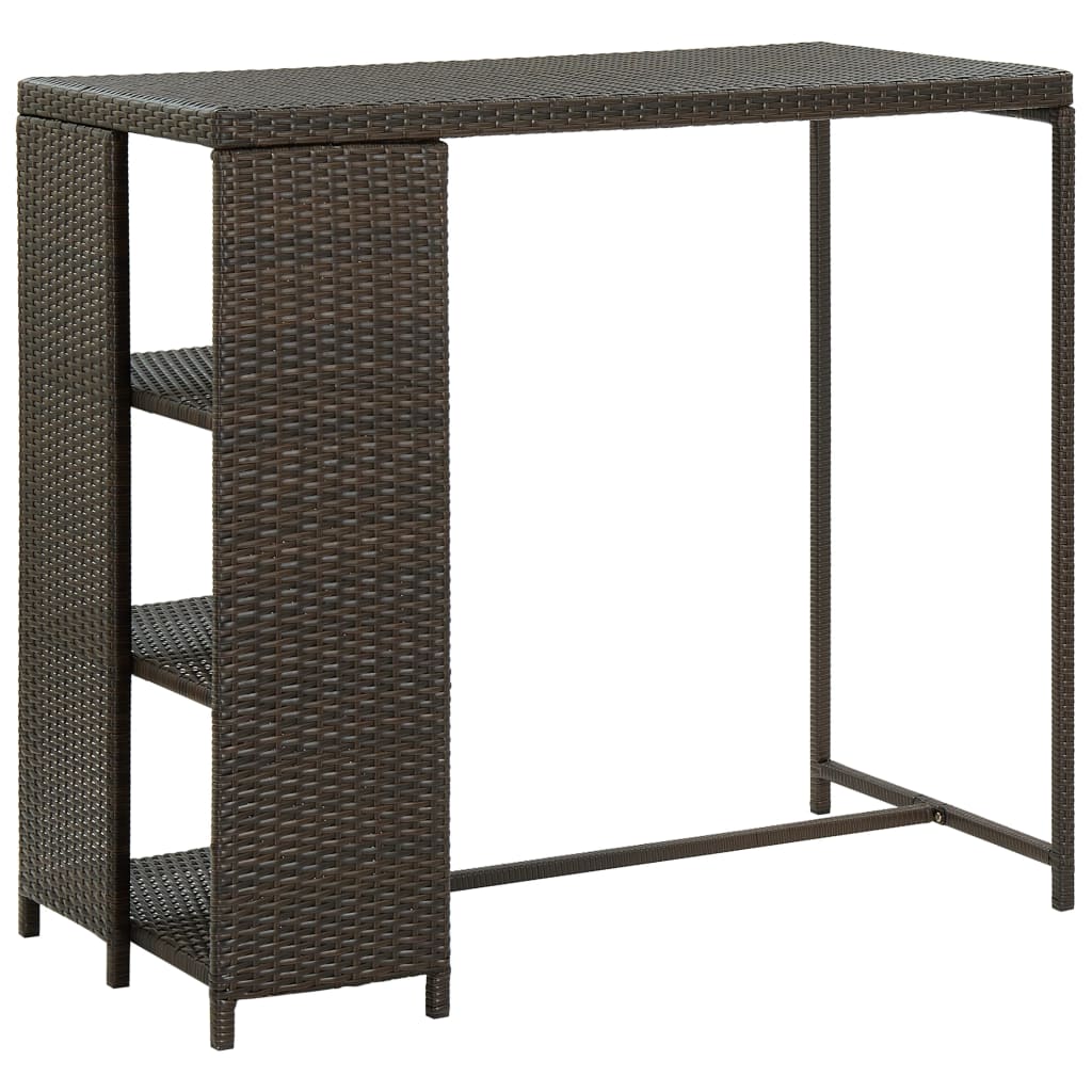 3 részes barna polyrattan kerti bárszett párnákkal