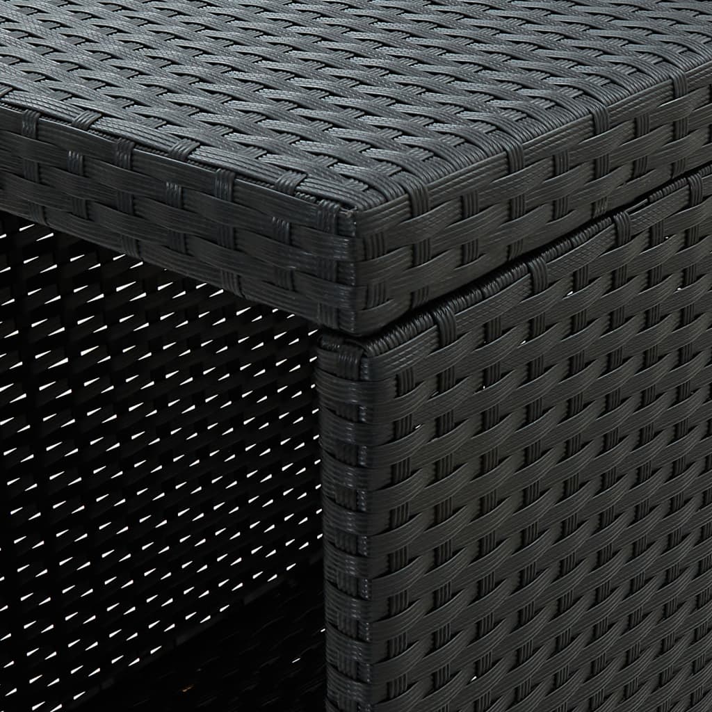3 részes fekete polyrattan kerti bárszett párnával
