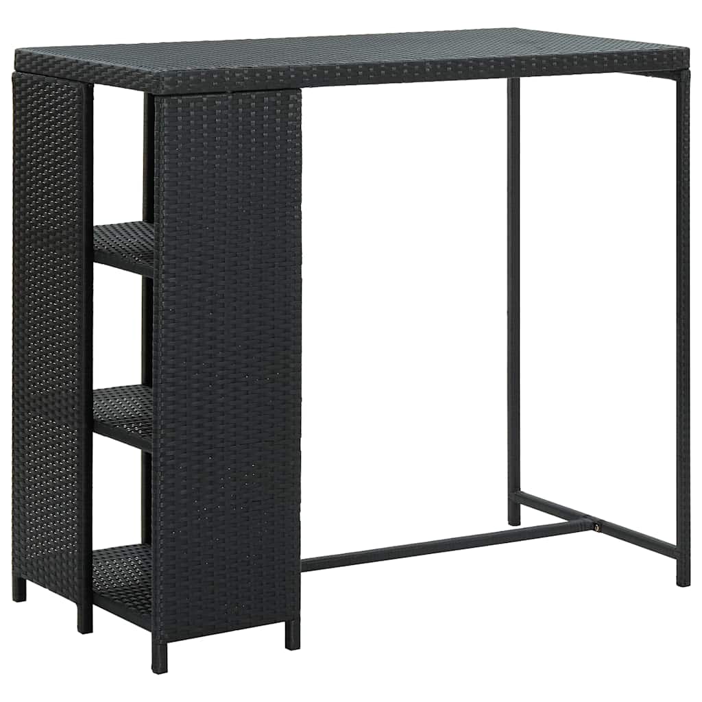 5 részes fekete polyrattan kerti bárszett párnával