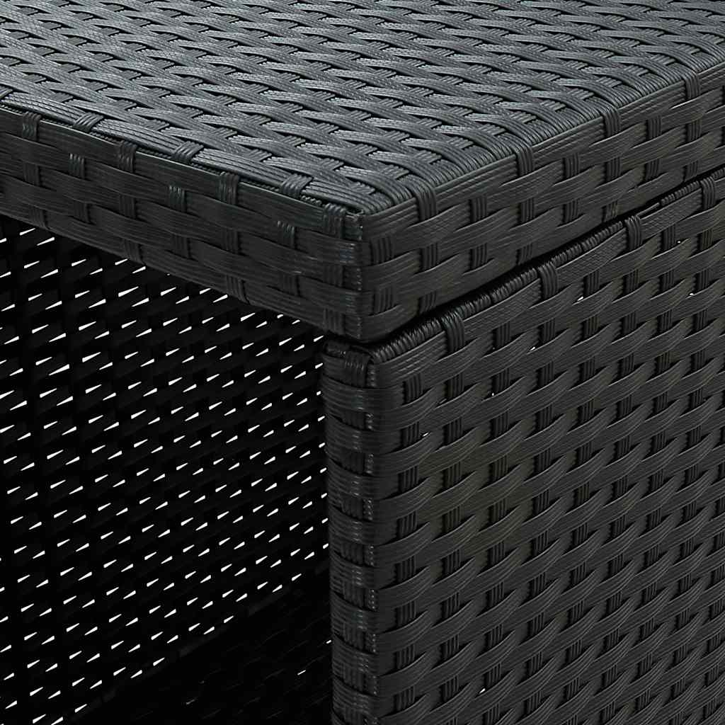 5 részes fekete polyrattan kerti bárszett párnával