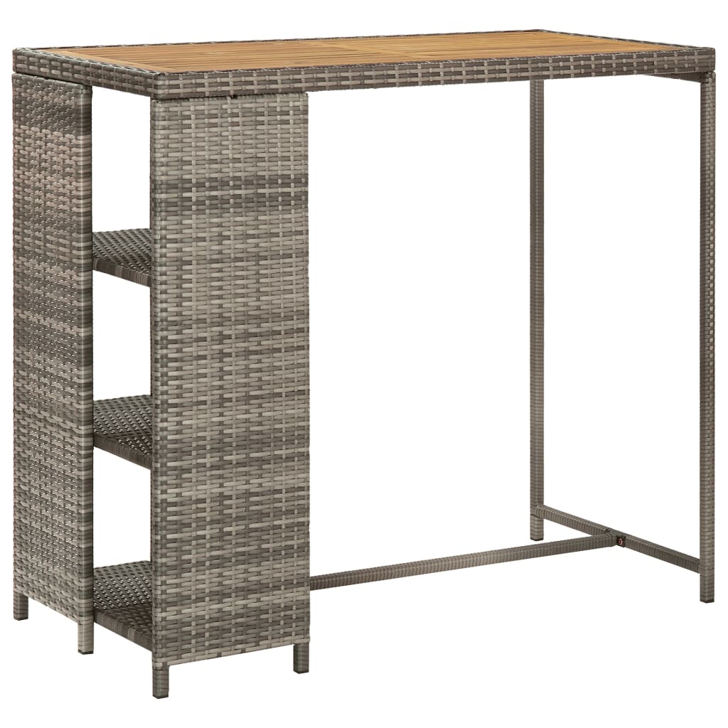5 részes szürke polyrattan kerti bárszett párnákkal