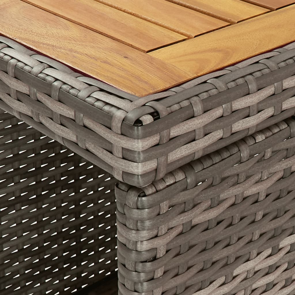 5 részes szürke polyrattan kerti bárszett párnákkal