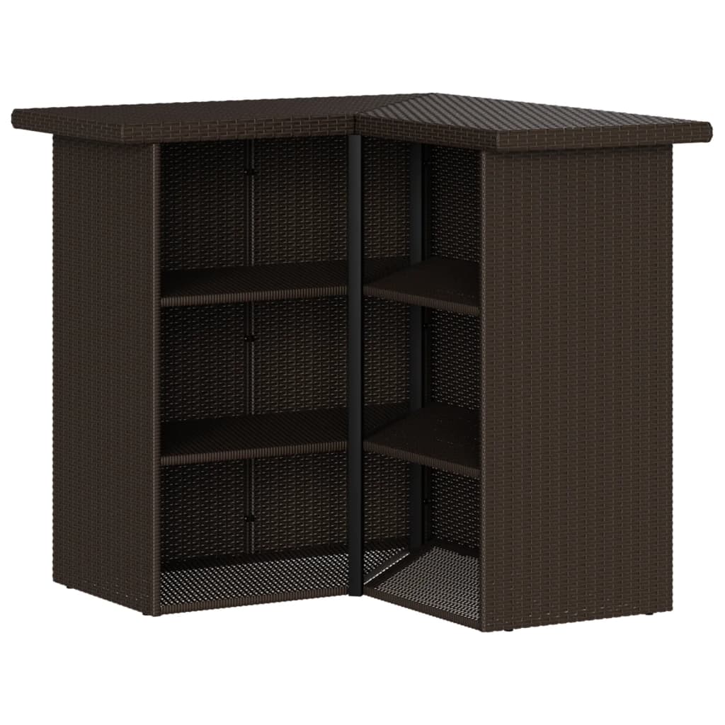 5 részes barna polyrattan kerti bárszett párnákkal