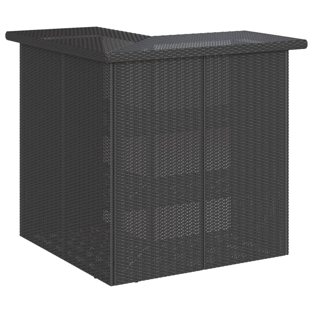 5 részes fekete polyrattan kerti bárszett párnával