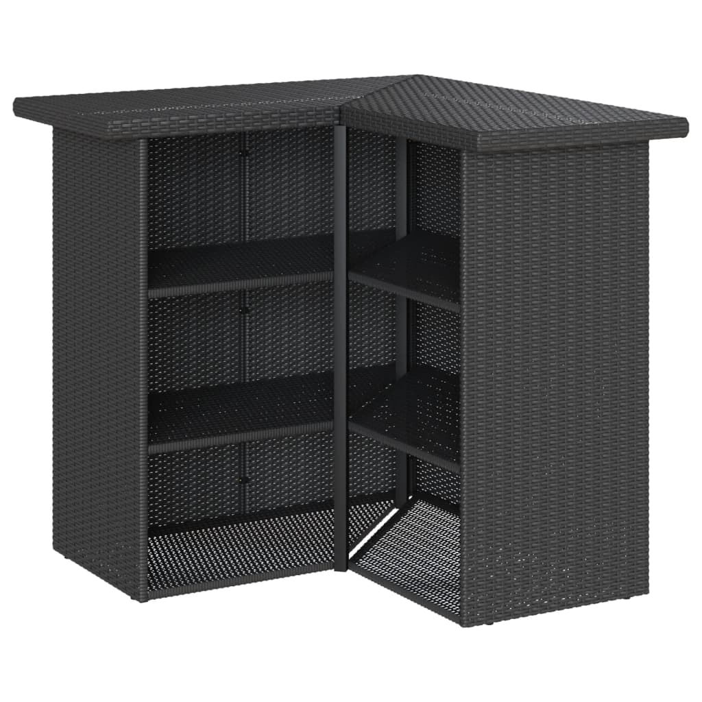 5 részes fekete polyrattan kerti bárszett párnával