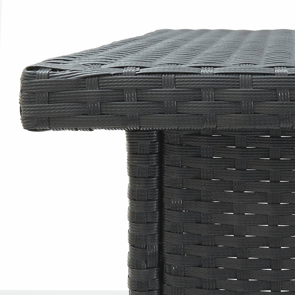 5 részes fekete polyrattan kerti bárszett párnával