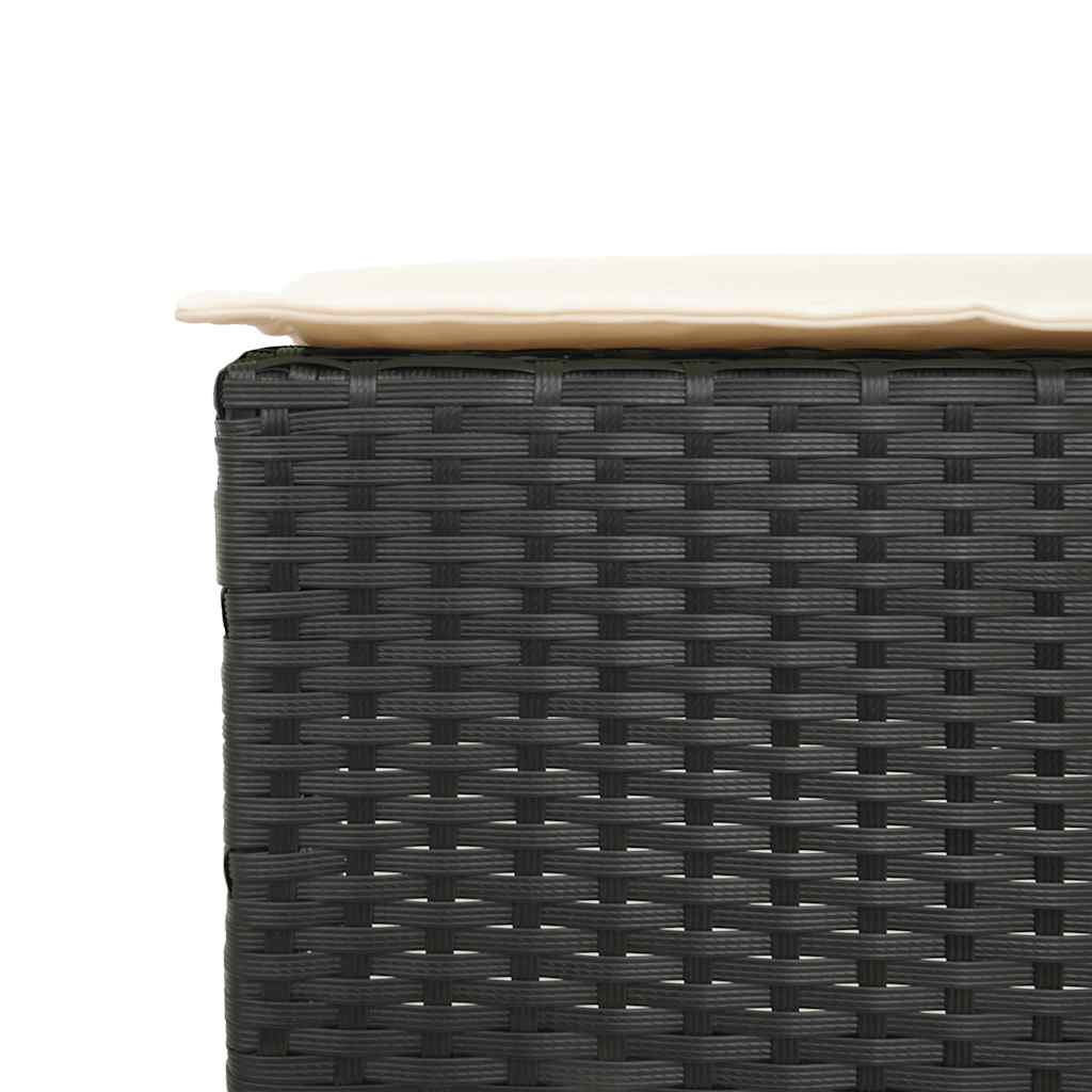 9 részes fekete polyrattan kerti bárszett párnával