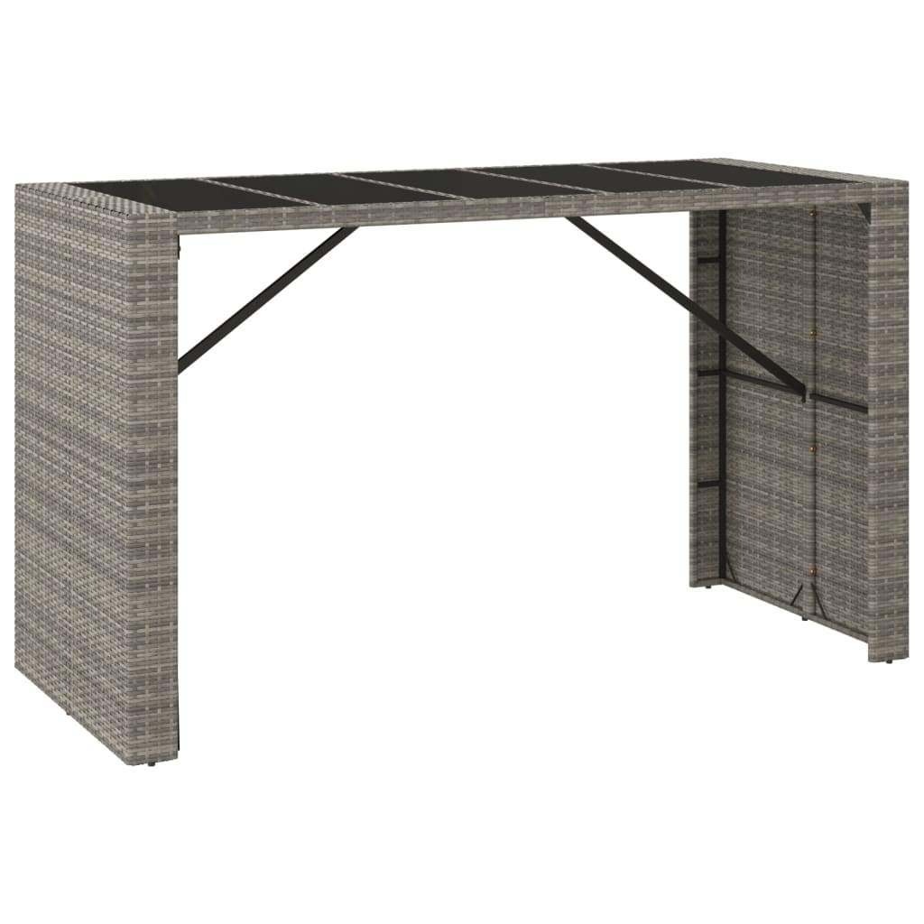 9 részes szürke polyrattan kerti bárszett párnával