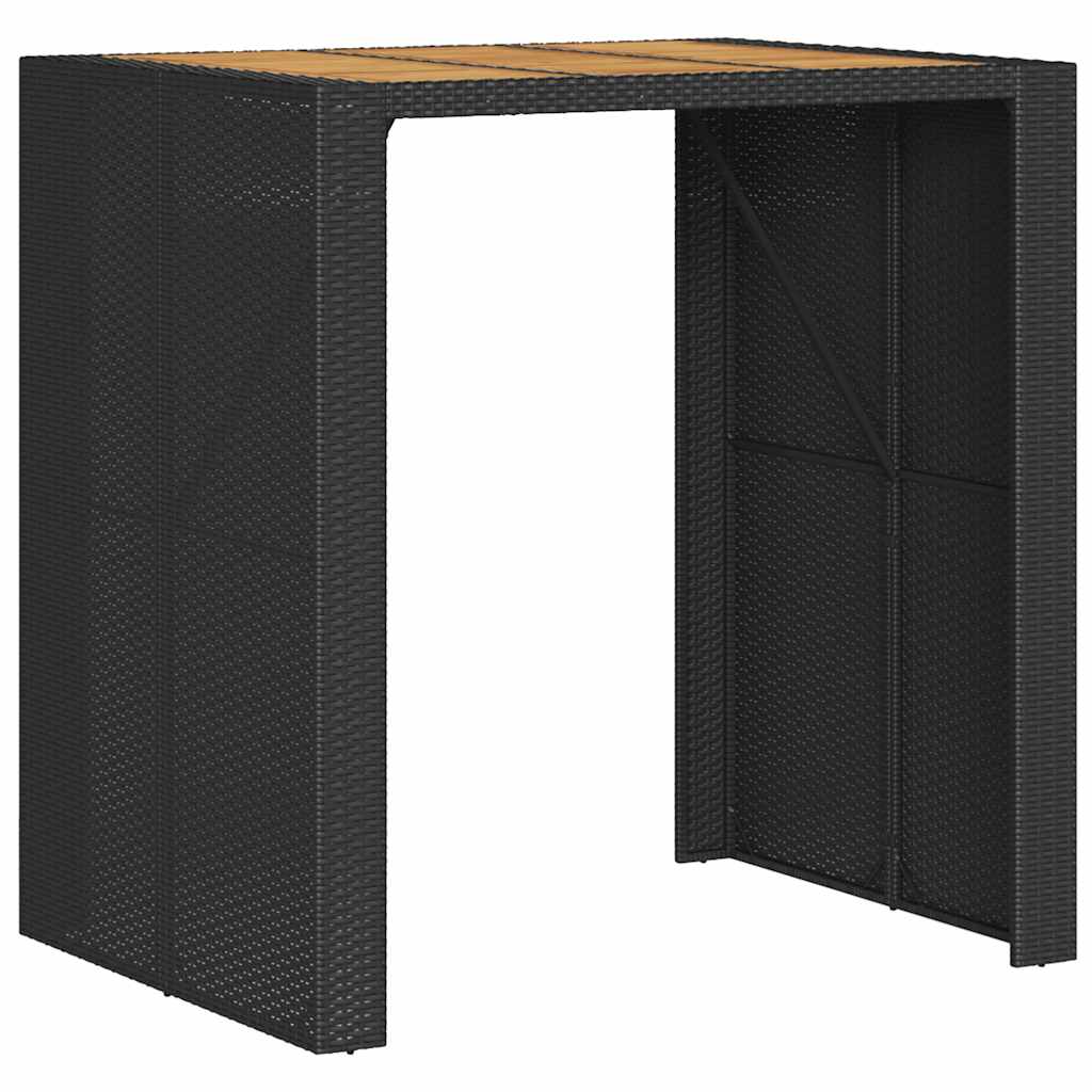 5 részes fekete polyrattan kerti bárszett párnával