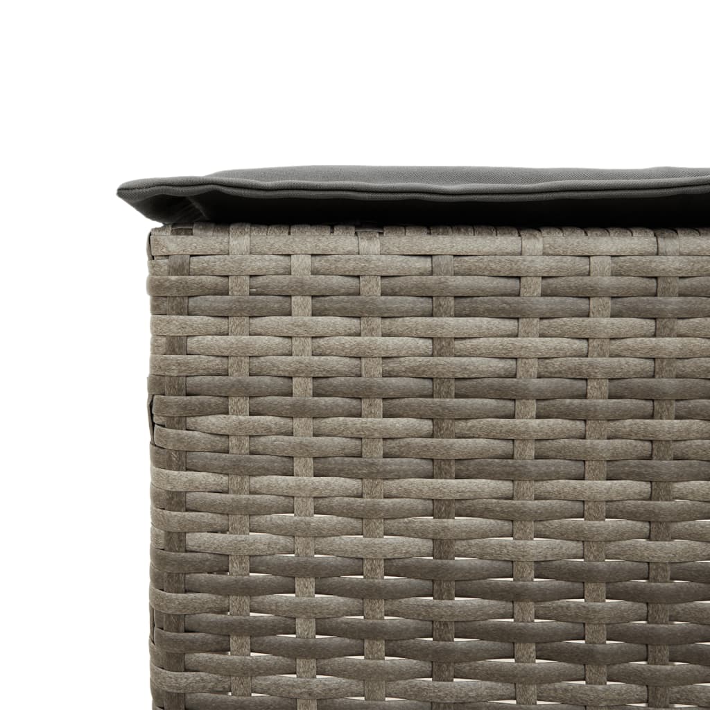 9 részes szürke polyrattan kerti bárszett párnával