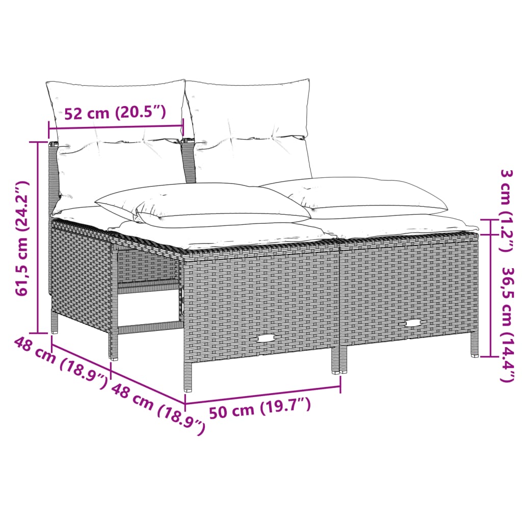 5 részes világosszürke polyrattan kerti ülőgarnitúra párnákkal