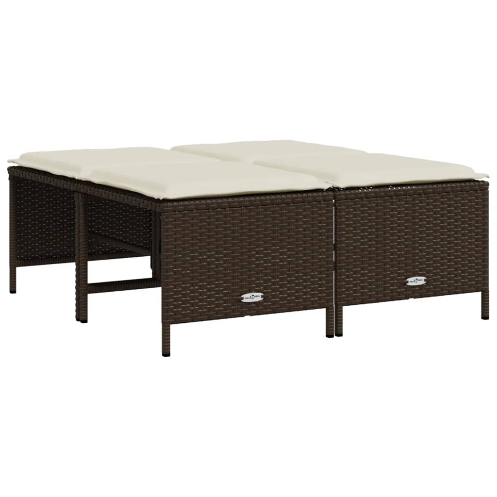 5 részes barna polyrattan kerti ülőgarnitúra párnával
