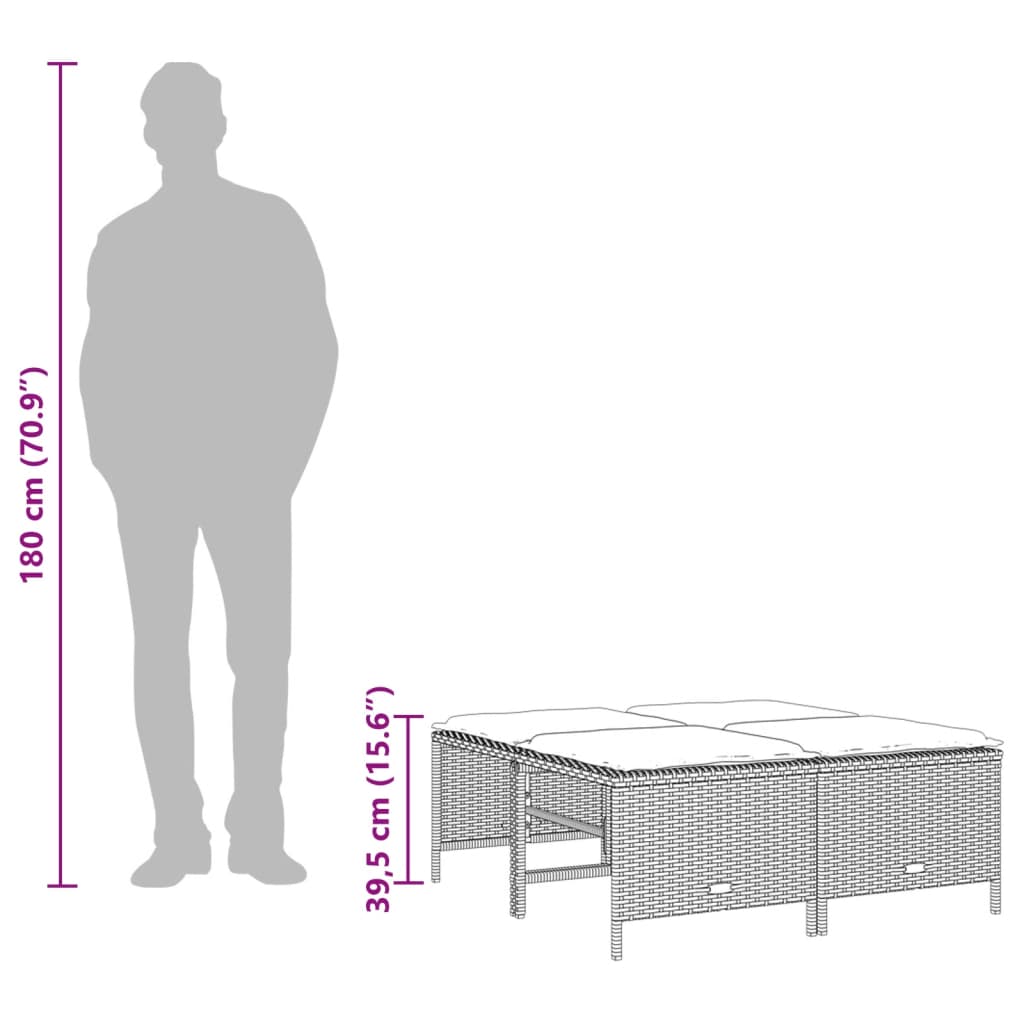 5 részes barna polyrattan kerti ülőgarnitúra párnával