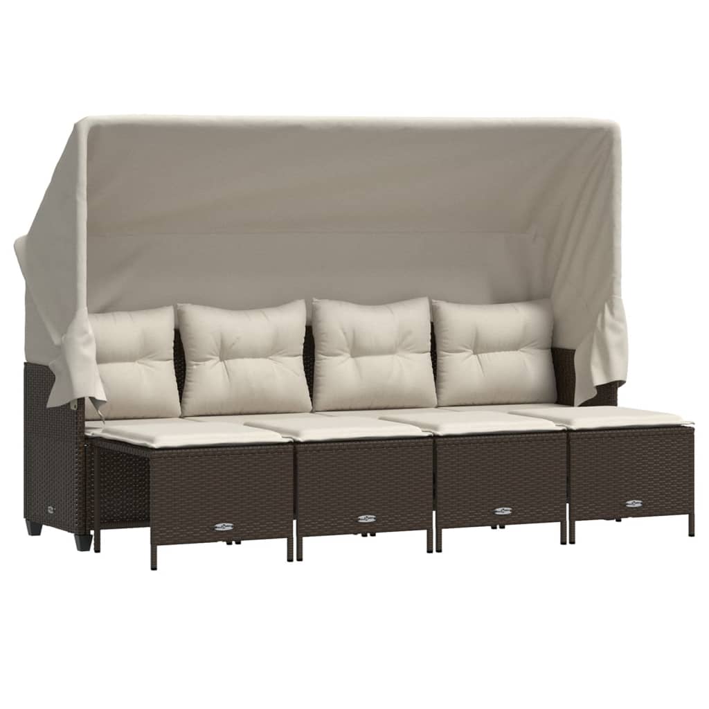 5 részes barna polyrattan kerti ülőgarnitúra párnával