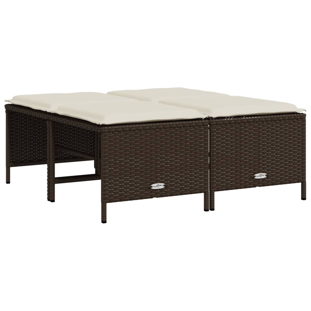 5 részes barna polyrattan kerti ülőgarnitúra párnával