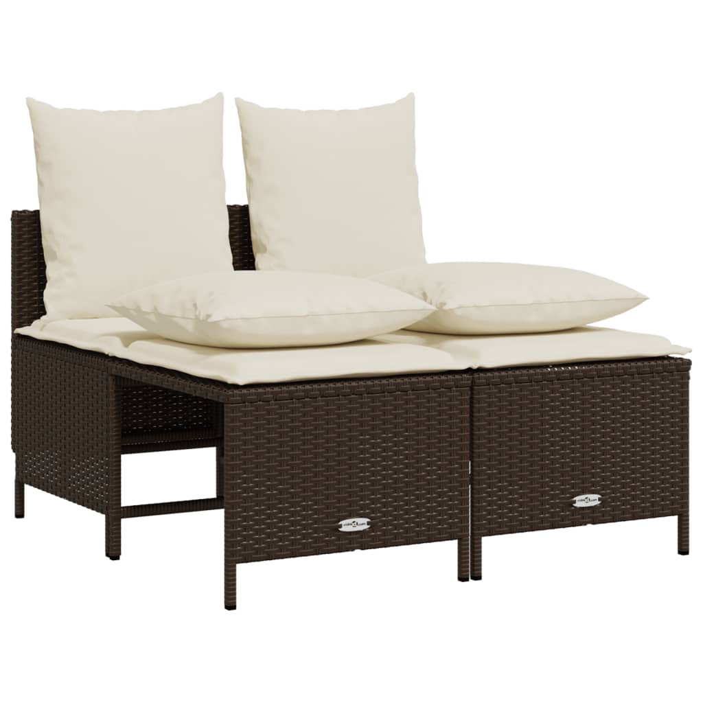 5 részes barna polyrattan kerti ülőgarnitúra párnával
