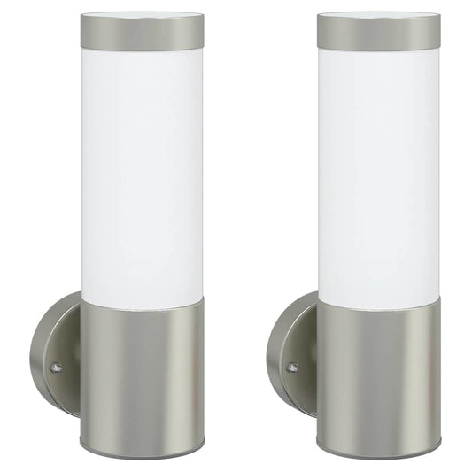 Kültéri Fali Lámpa 2 db Ezüst 12 x 8,5 x 27 cm