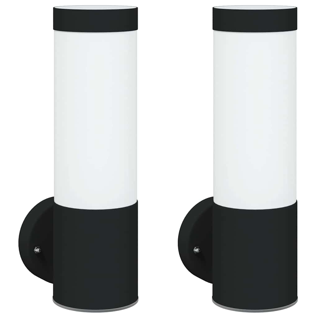Kültéri Fali Lámpa 2 pcs Fekete 12 x 8,5 x 27 cm