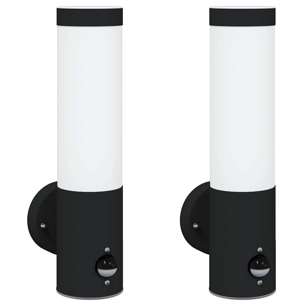 Kültéri Fali Lámpa 2 pcs Fekete 12 x 8,5 x 29 cm
