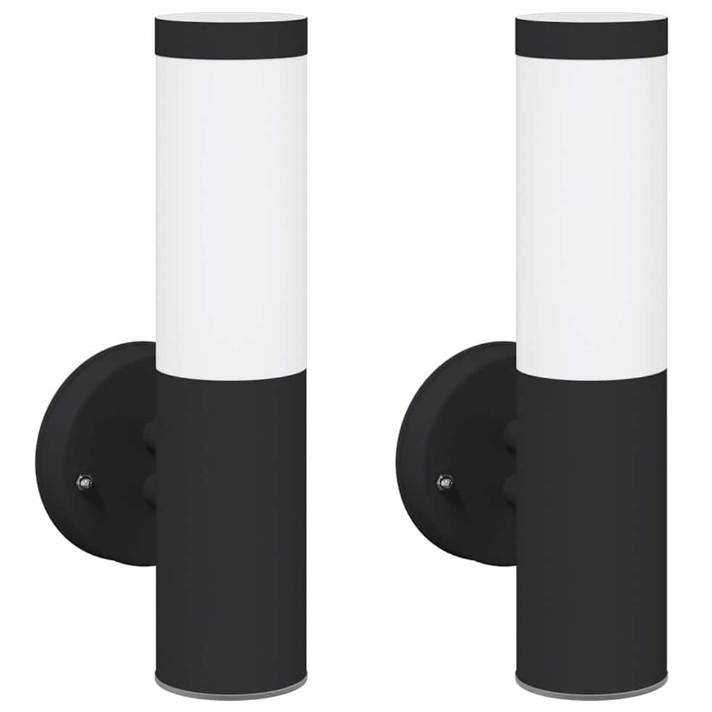 Kültéri Fali Lámpa 2 pcs Fekete 15 x 7,5 x 33 cm