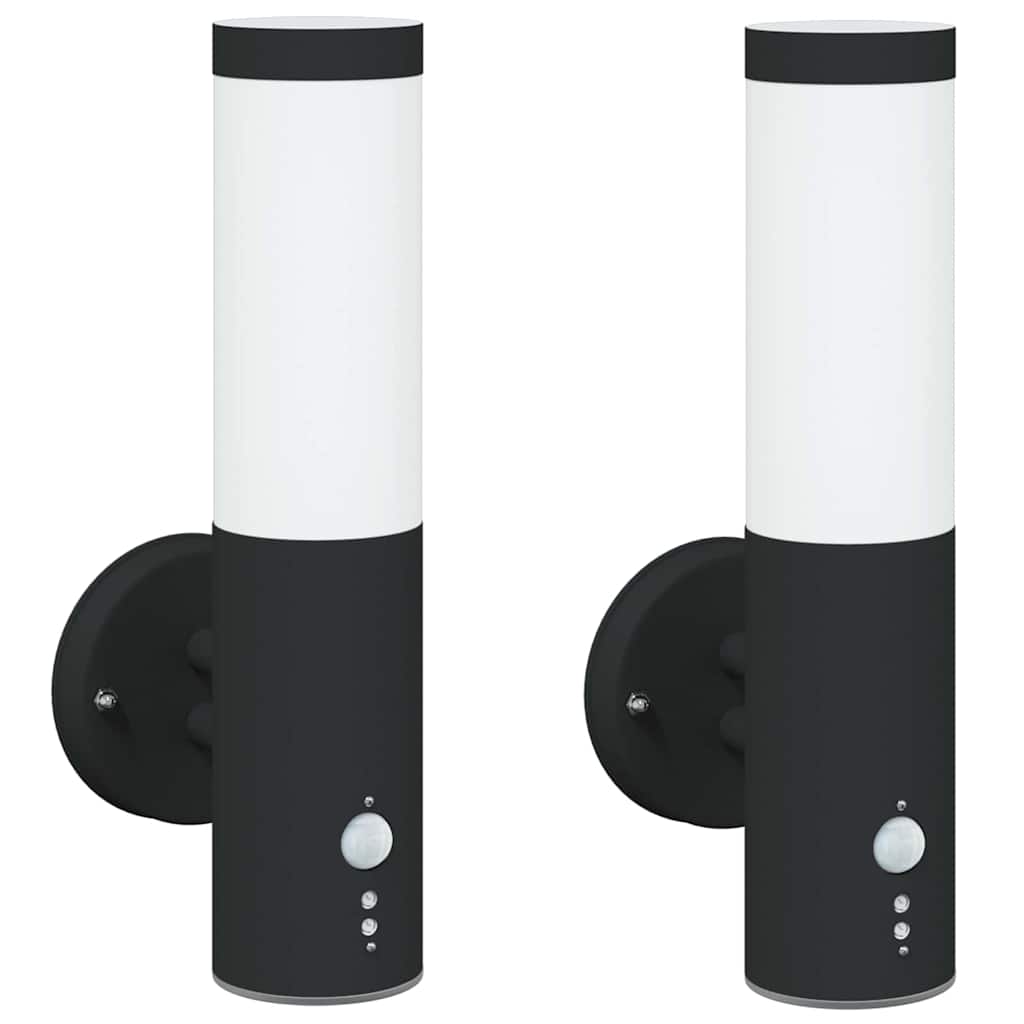 Kültéri Fali Lámpa 2 pcs Fekete 15 x 7,5 x 33 cm