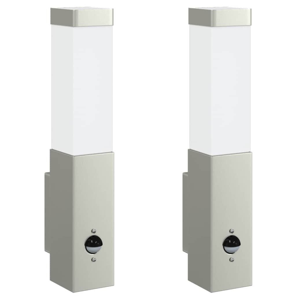 Kültéri Fali Lámpa 2 pcs Ezüst 10.5 x 6 x 33 cm
