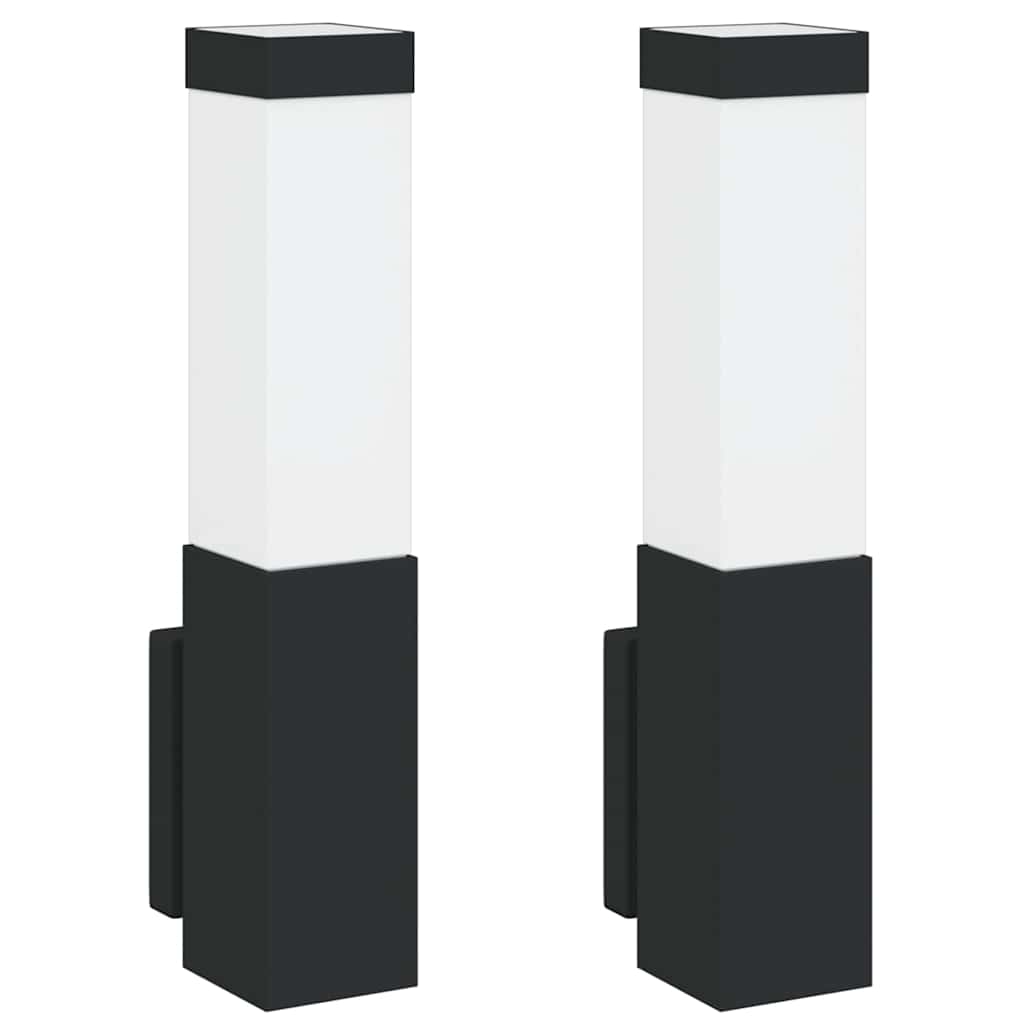 Kültéri Fali Lámpa 2 pcs Fekete 10.5 x 6 x 33 cm