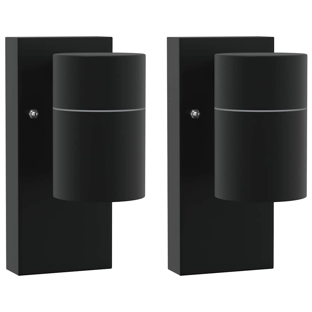 Kültéri Fali Lámpa 2 pcs Fekete 6,5 x 10,5 x 16 cm