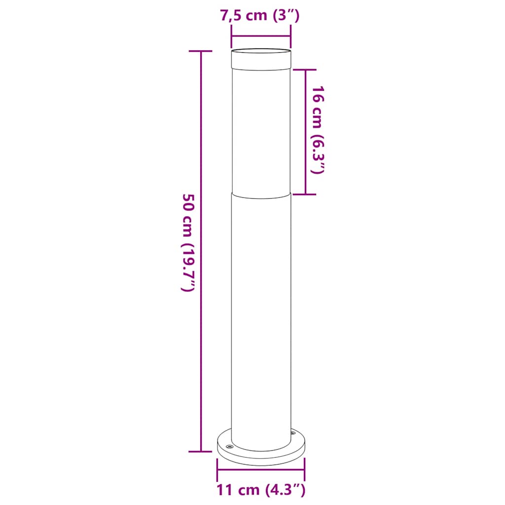 120 cm rozsdamentes acél oszloplámpa IP44