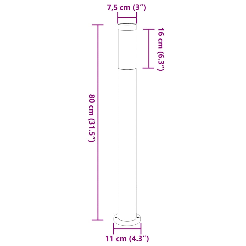 3 db kültéri lámpa 80 cm rozsdamentes acél IP44