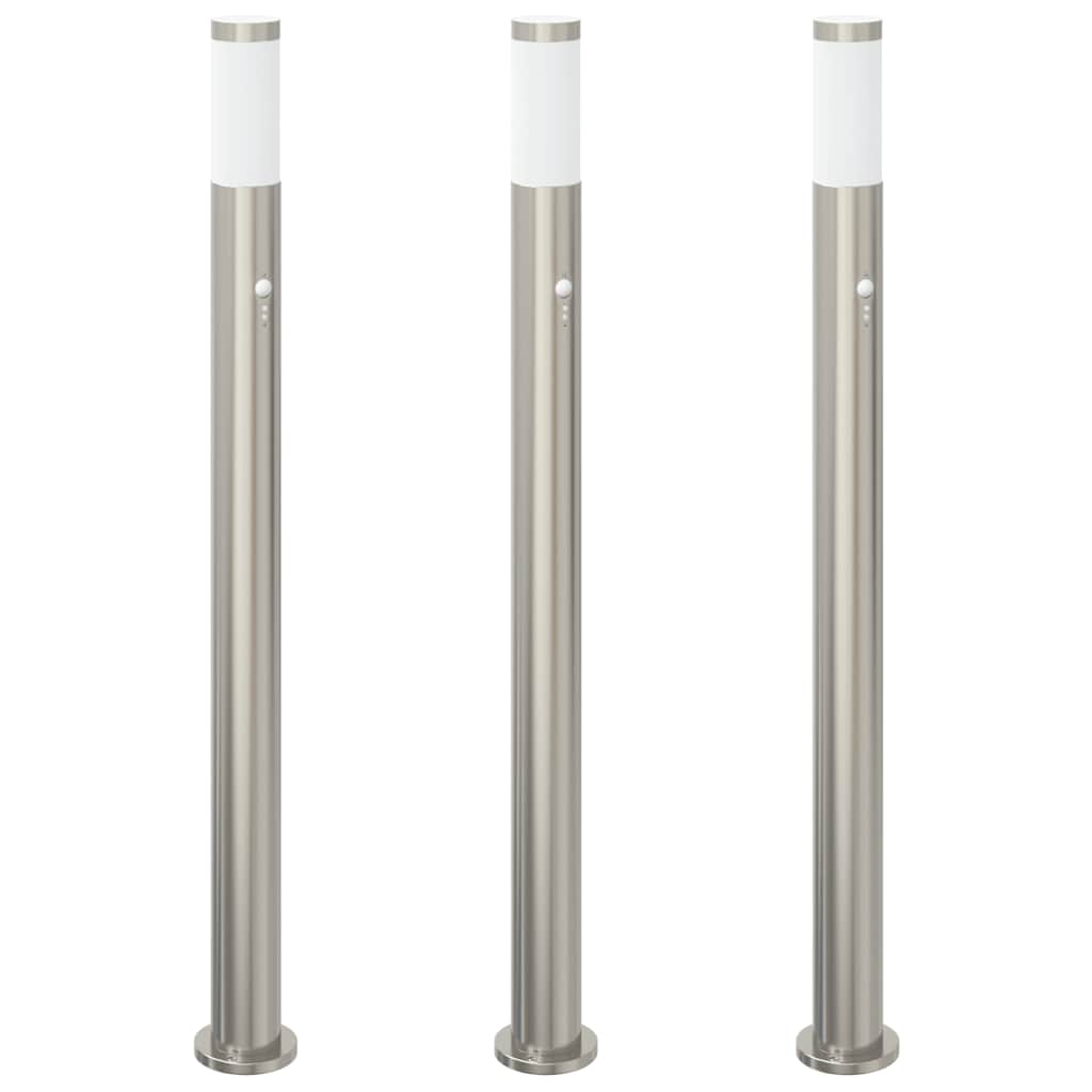 3 db szenzoros oszloplámpa 110 cm rozsdamentes acél IP44