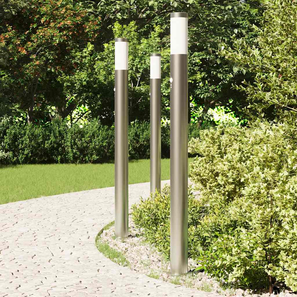 3 db szenzoros oszloplámpa 110 cm rozsdamentes acél IP44