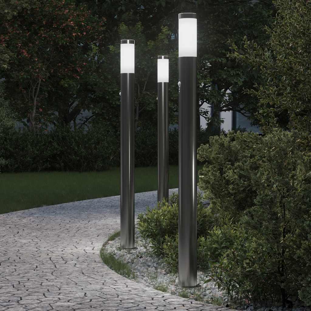 3 db szenzoros oszloplámpa 110 cm rozsdamentes acél IP44