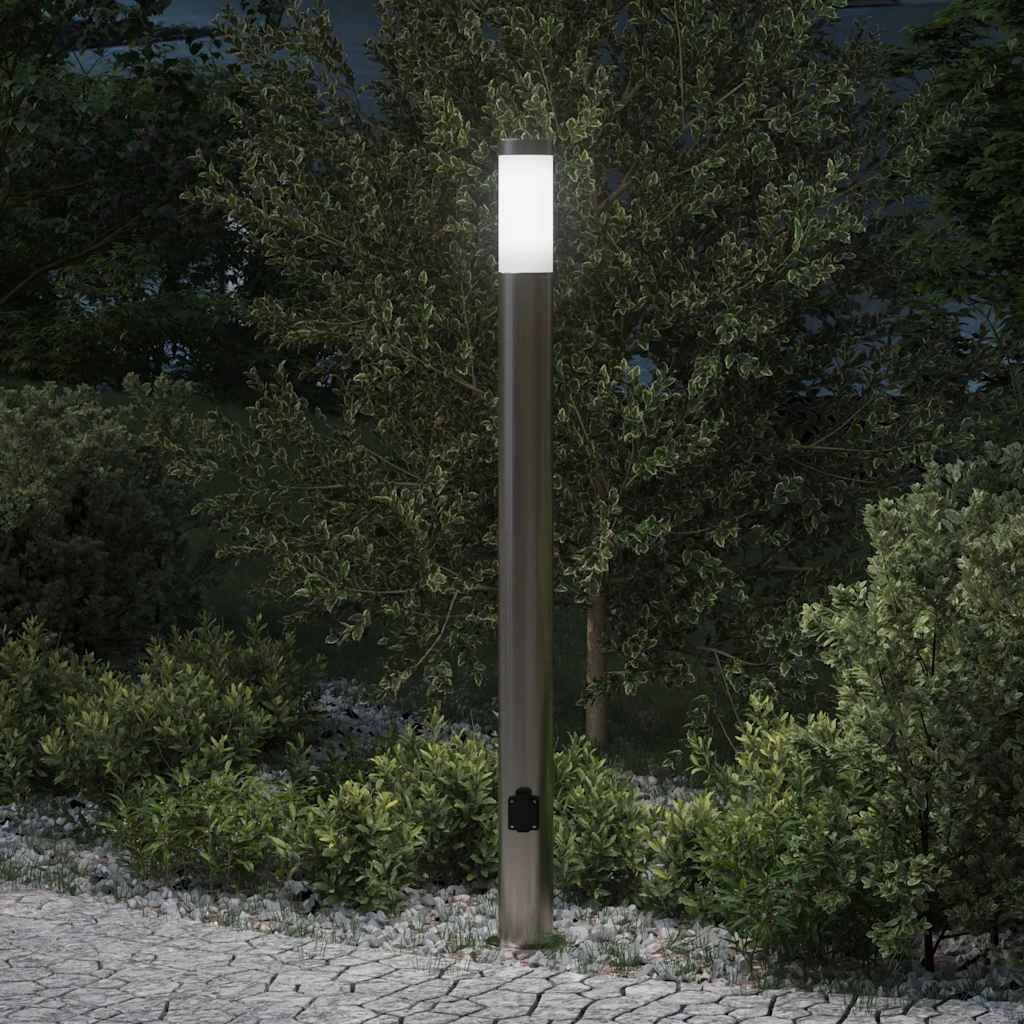 110 cm rozsdamentes acél oszloplámpa konnektorral IP44