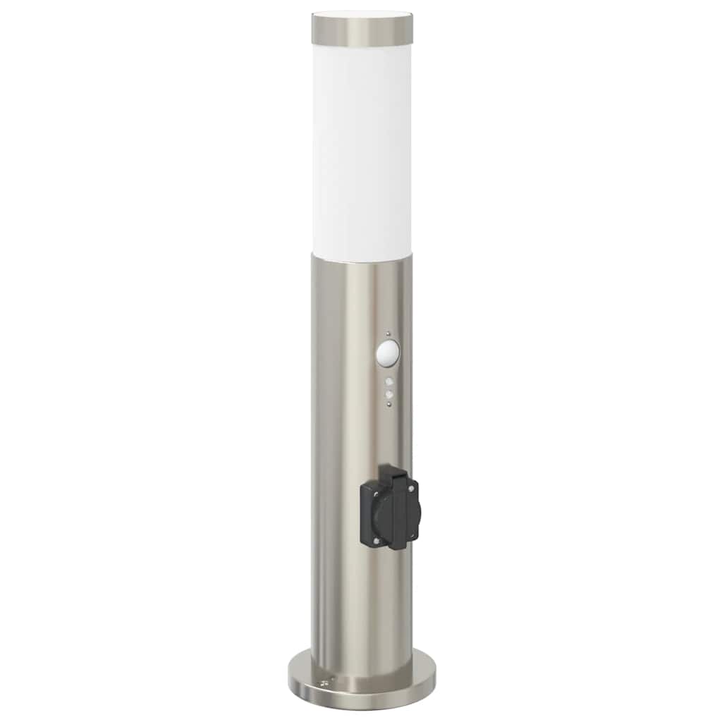 érzékelős konnektoros oszloplámpa 50 cm rozsdamentes acél IP44