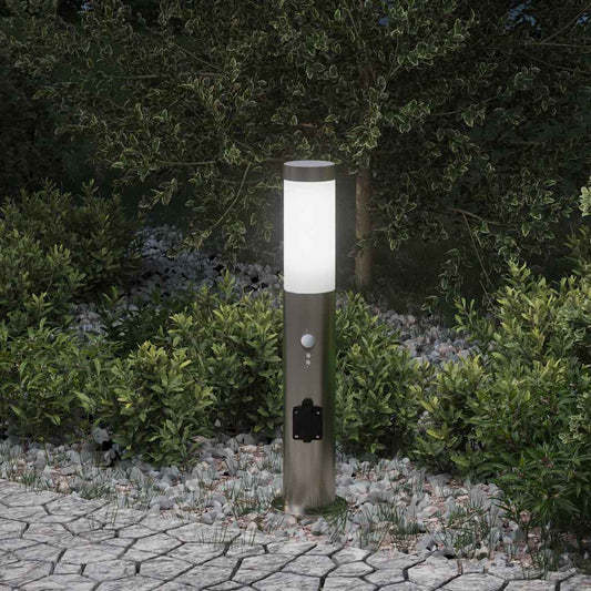 érzékelős konnektoros oszloplámpa 50 cm rozsdamentes acél IP44
