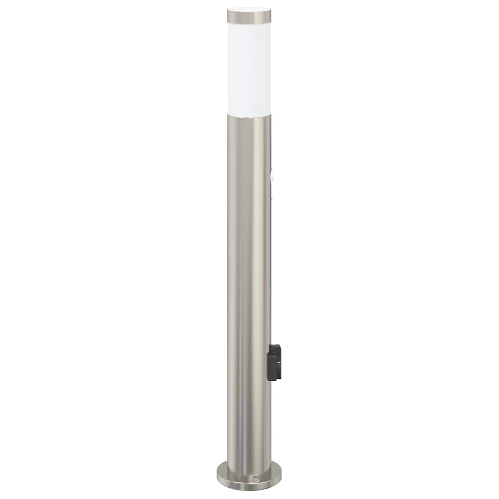 érzékelős konnektoros oszloplámpa 80 cm rozsdamentes acél IP44