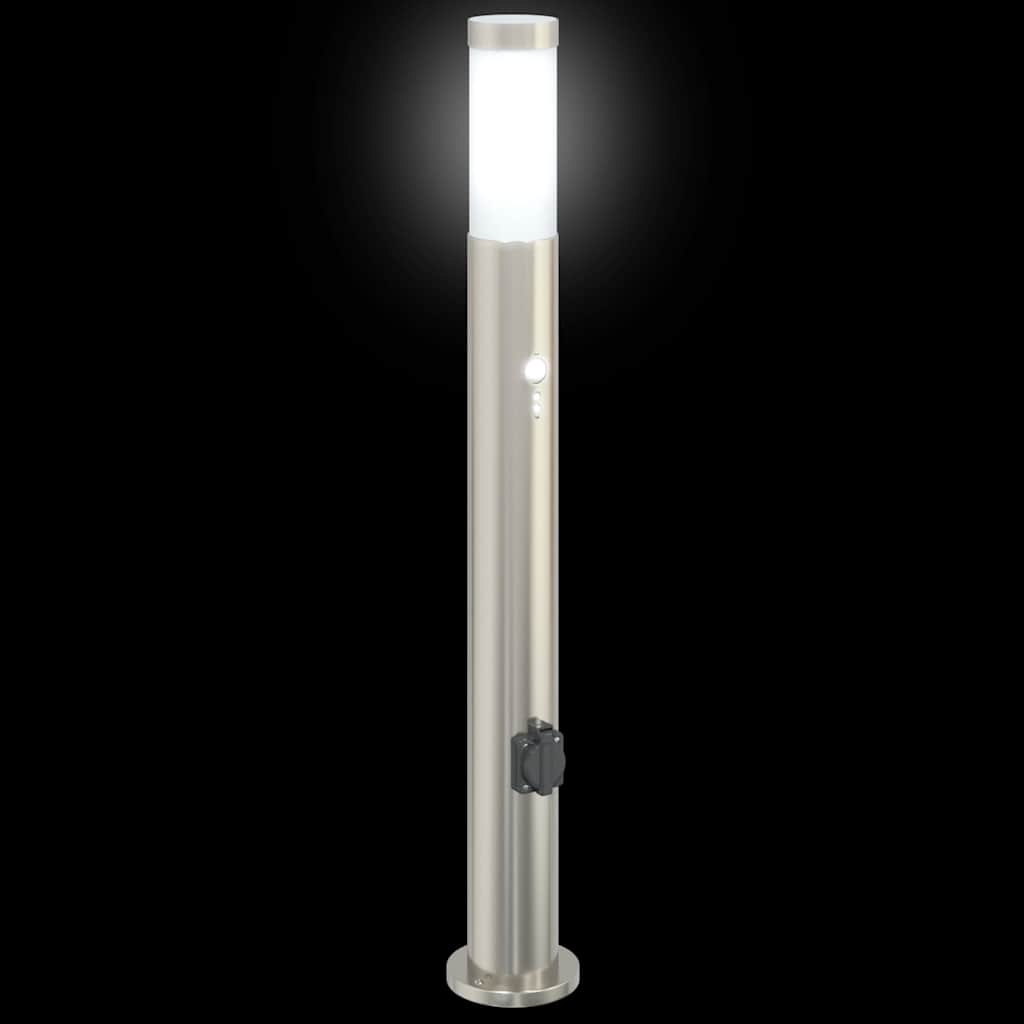 érzékelős konnektoros oszloplámpa 80 cm rozsdamentes acél IP44