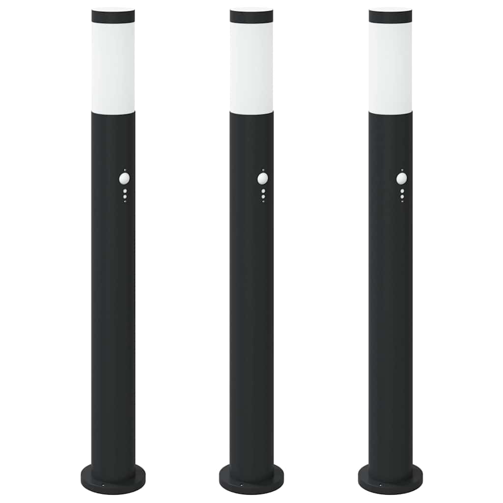 3 db szenzoros oszloplámpa 80 cm rozsdamentes acél IP44
