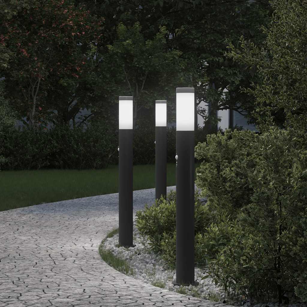 3 db szenzoros oszloplámpa 80 cm rozsdamentes acél IP44