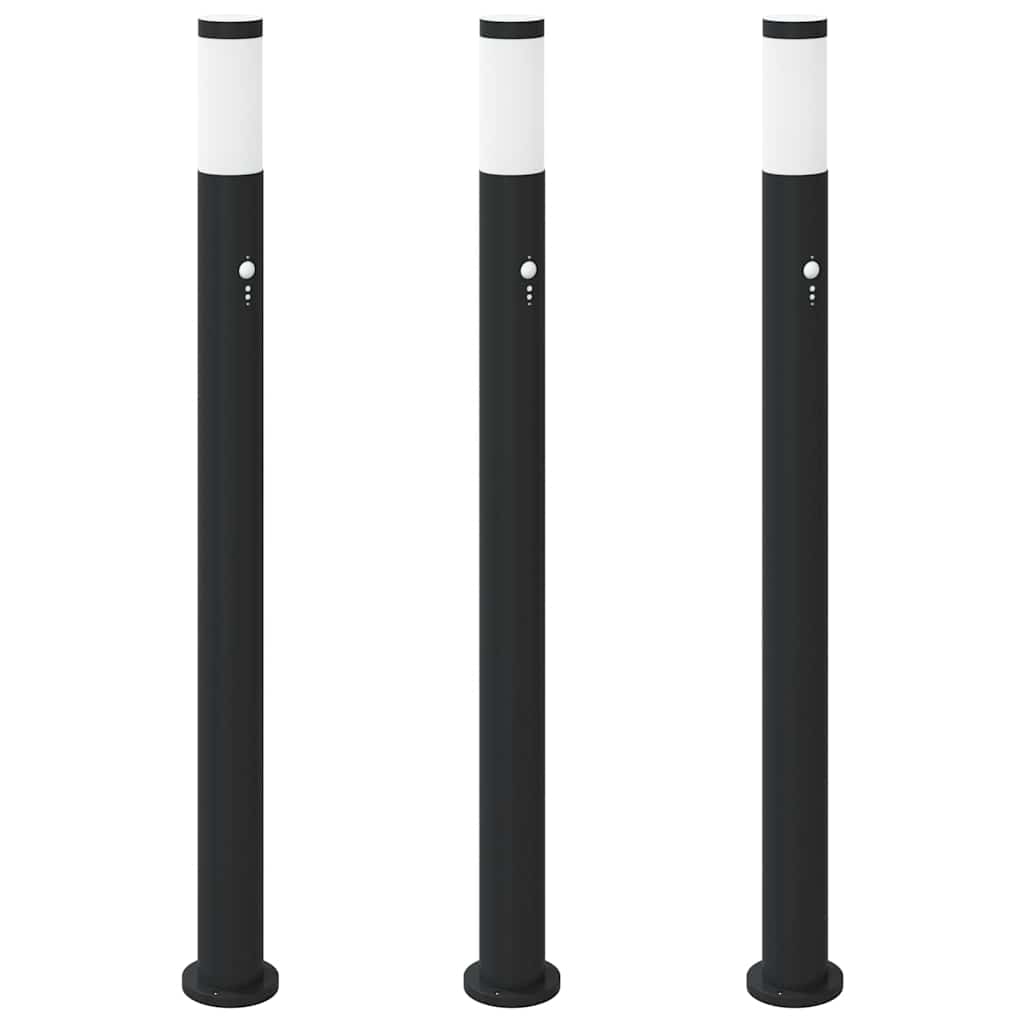 3 db szenzoros oszloplámpa 110 cm rozsdamentes acél IP44