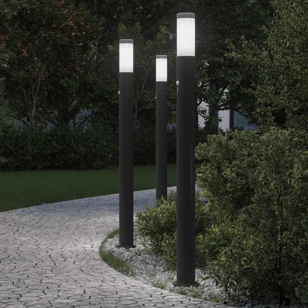 3 db szenzoros oszloplámpa 110 cm rozsdamentes acél IP44