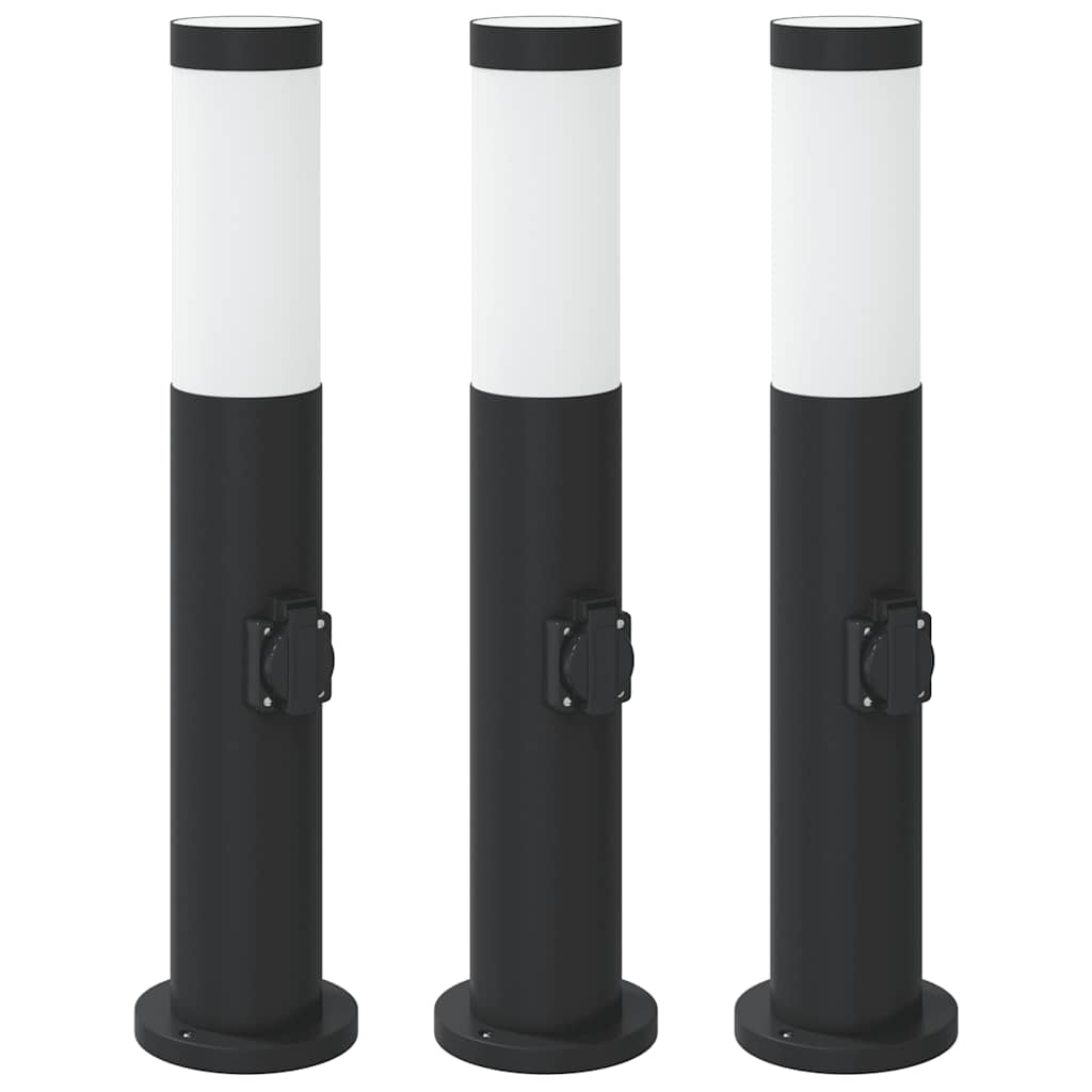 3 db rozsdamentes acélból készült konnektoros oszloplámpa 50 cm IP44