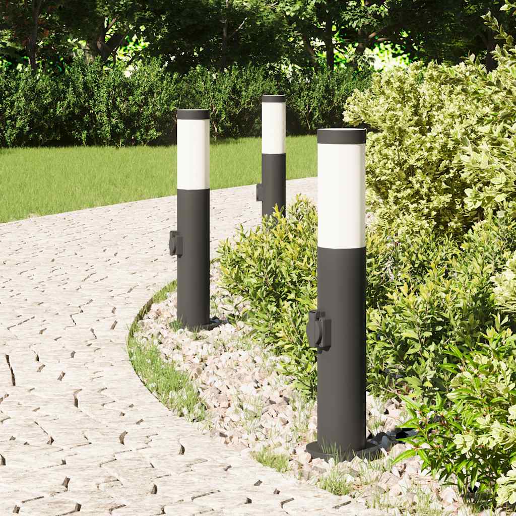 3 db rozsdamentes acélból készült konnektoros oszloplámpa 50 cm IP44