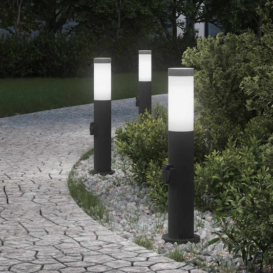 3 db rozsdamentes acélból készült konnektoros oszloplámpa 50 cm IP44