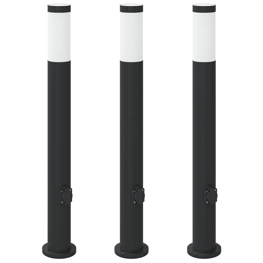 3 db 80 cm rozsdamentes acél oszloplámpa konnektorral IP44