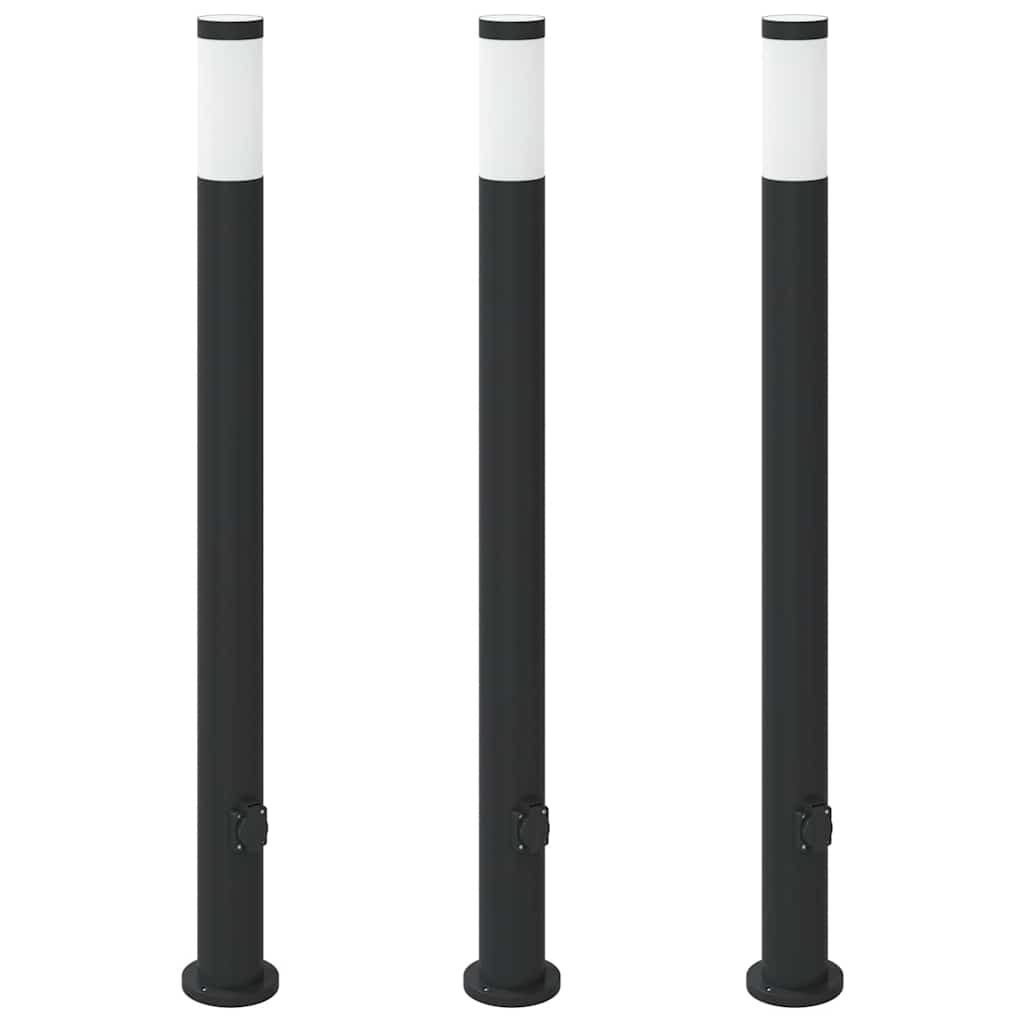 3 db rozsdamentes acélból készült konnektoros oszloplámpa 110 cm IP44