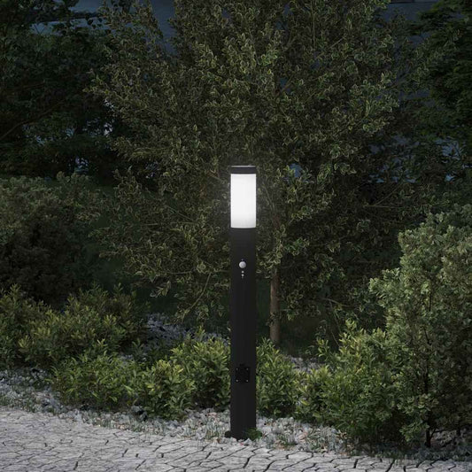 érzékelős konnektoros oszloplámpa 80 cm rozsdamentes acél IP44
