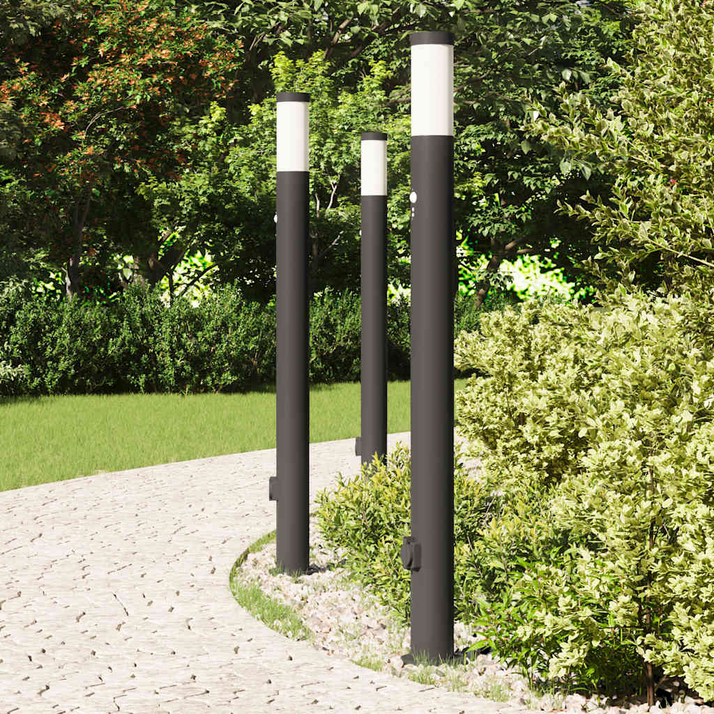 3 db kültéri lámpa érzékelővel és konnektorral 110 cm rozsdamentes acél IP44