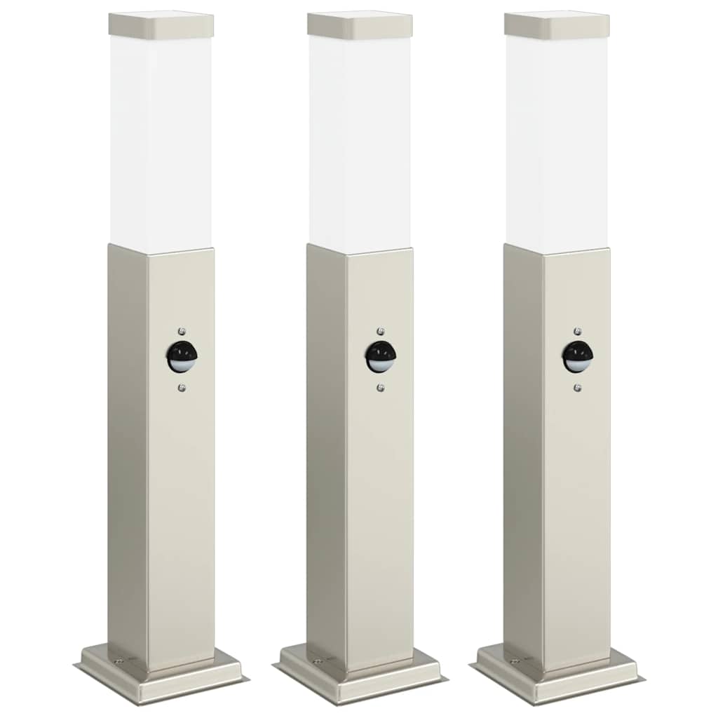 3 db szenzoros oszloplámpa 50 cm rozsdamentes acélból IP44